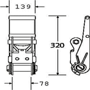 75mm ratchet strap handle dimensions